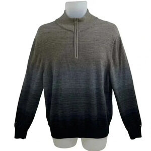 JR Collection NEW 100% Extra Fine Merino Wool Mens XL 1/4 Zip Ombre Sweater